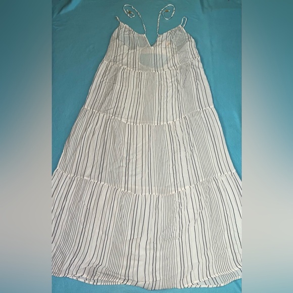 KONA SOL tiered maxi striped dress adjustable spaghetti straps beach NEW size XL - Picture 3 of 12
